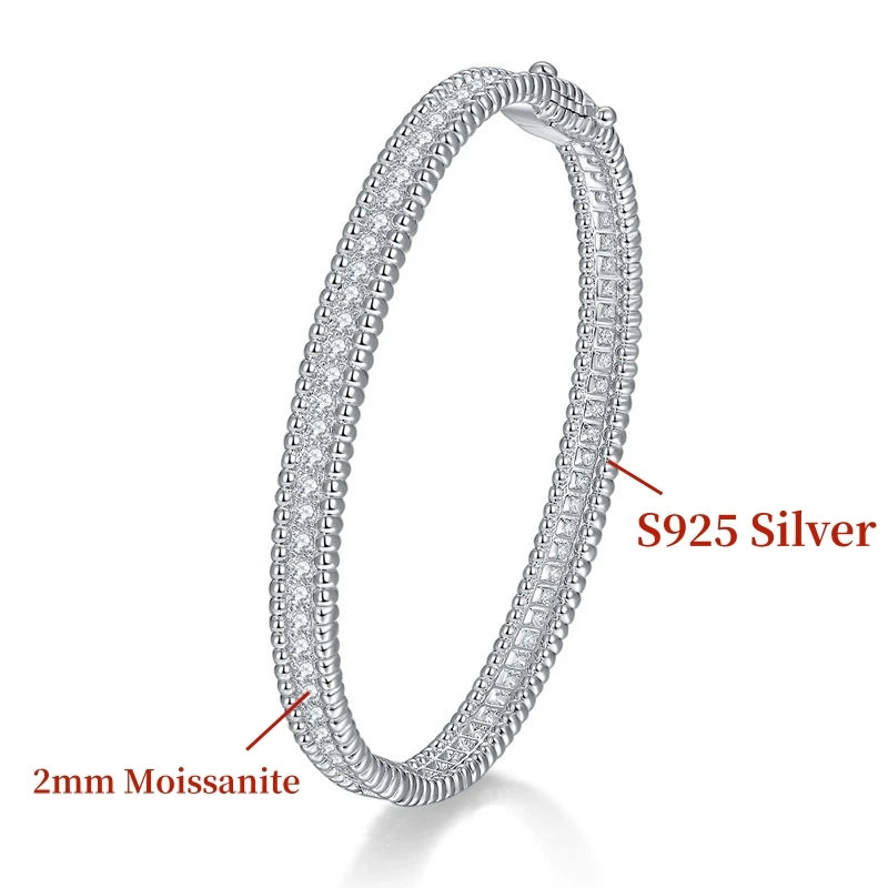 Moissanite Bangle Bracelet – S925 Silver, 18K Gold Plated