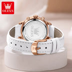 OLEVS 9933 Women's Quartz Watch – Luxury Leather Strap & Chronograph