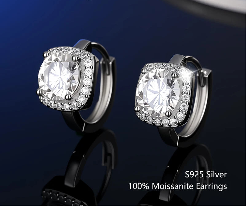 S925 Sterling Silver Moissanite Stud Earrings – Unisex Fine Jewelry