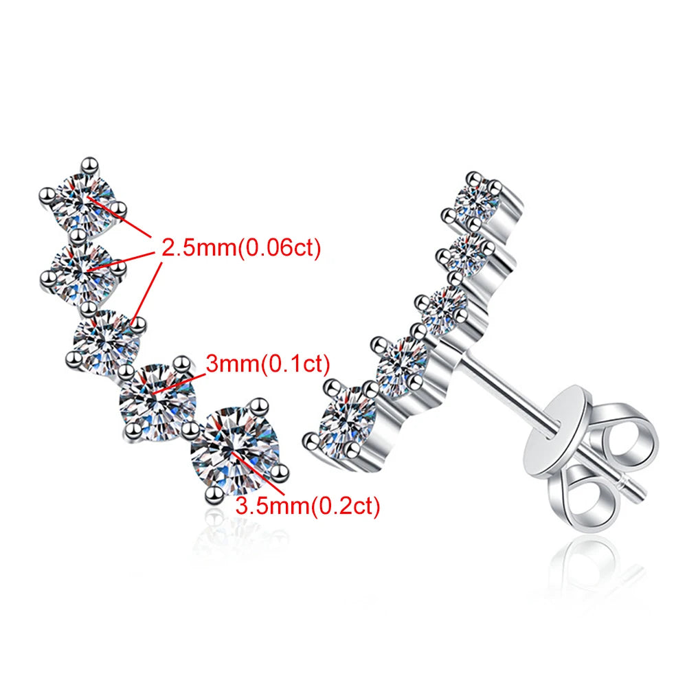 D Color Moissanite Stud Earrings – 925 Sterling Silver, GRA Certified
