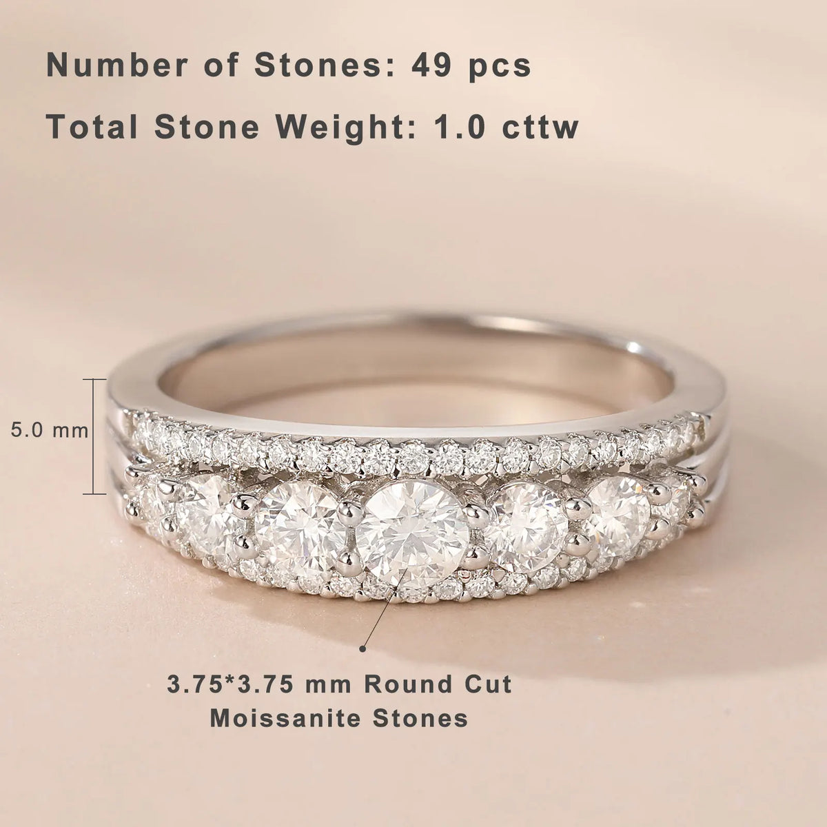 Moissanite Eternity Wedding Ring – 925 Sterling Silver