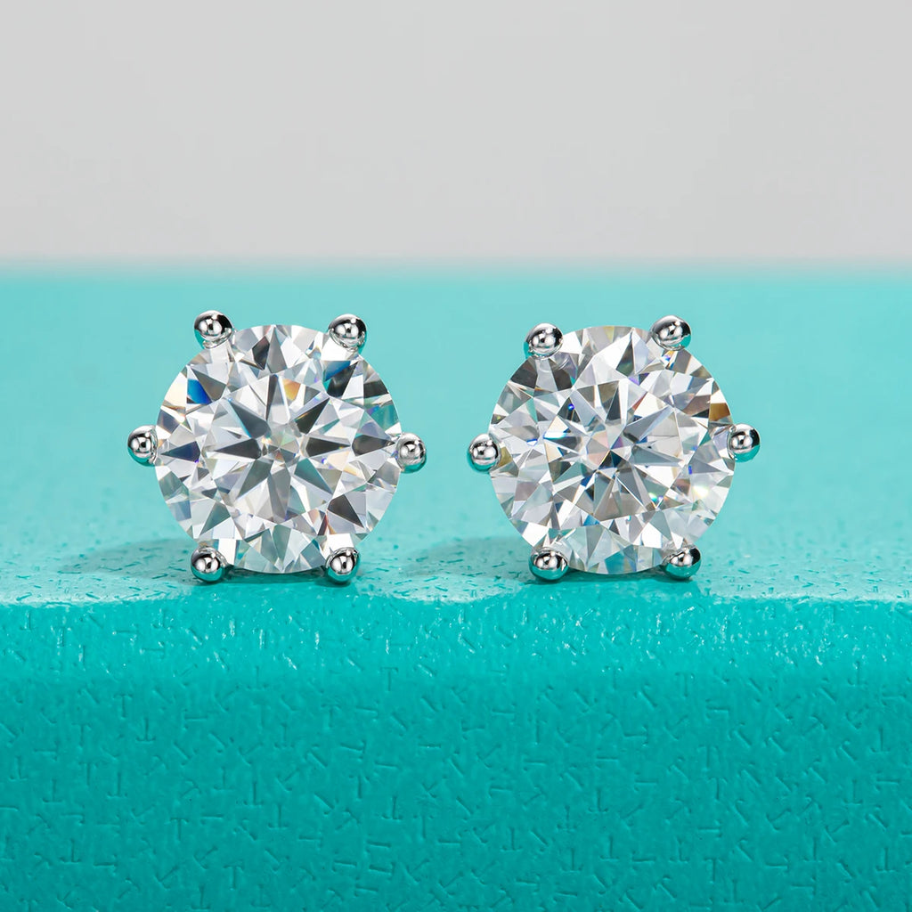 2CT D VVS1 Moissanite Stud Earrings – 925 Sterling Silver