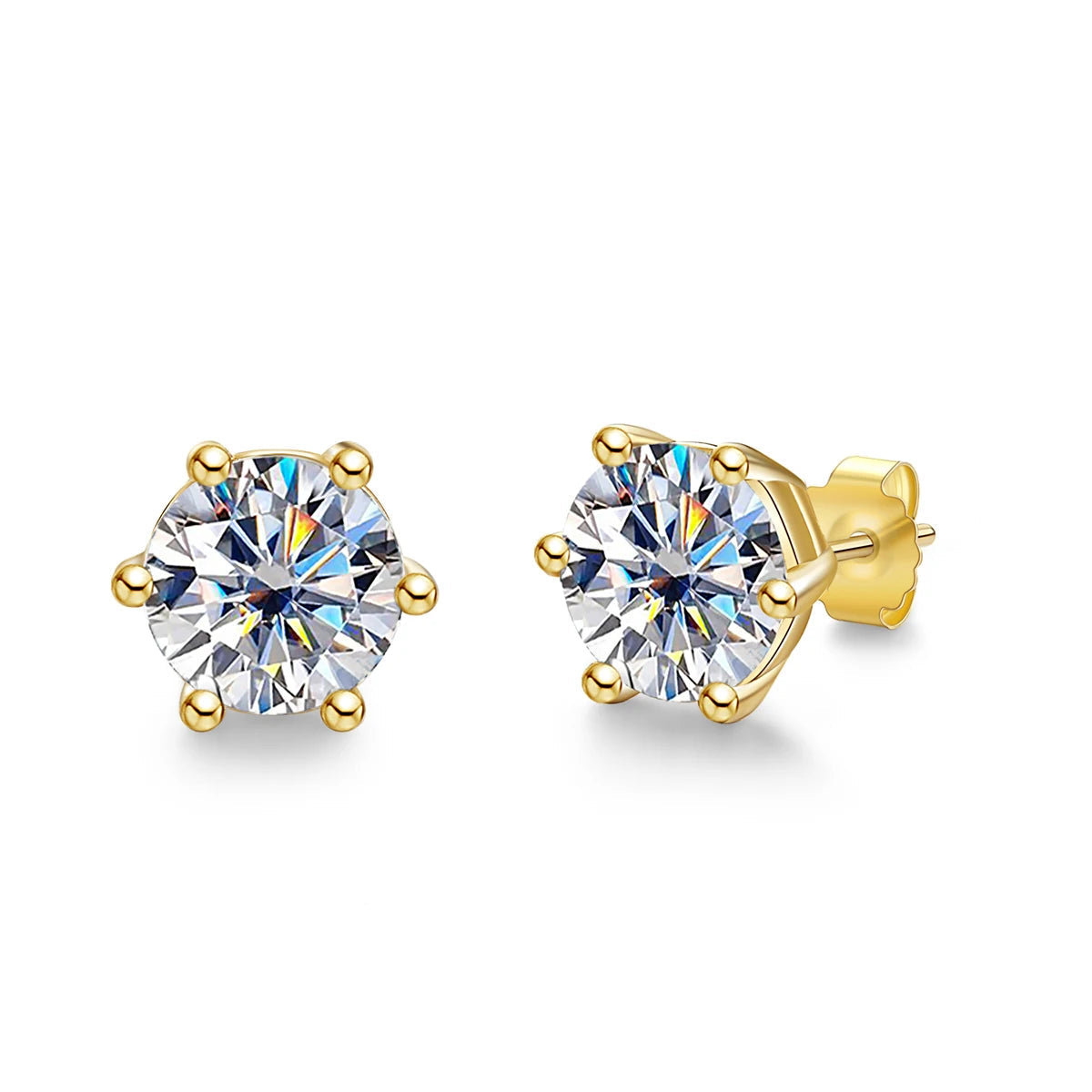 2CT D VVS1 Moissanite Stud Earrings – 925 Sterling Silver