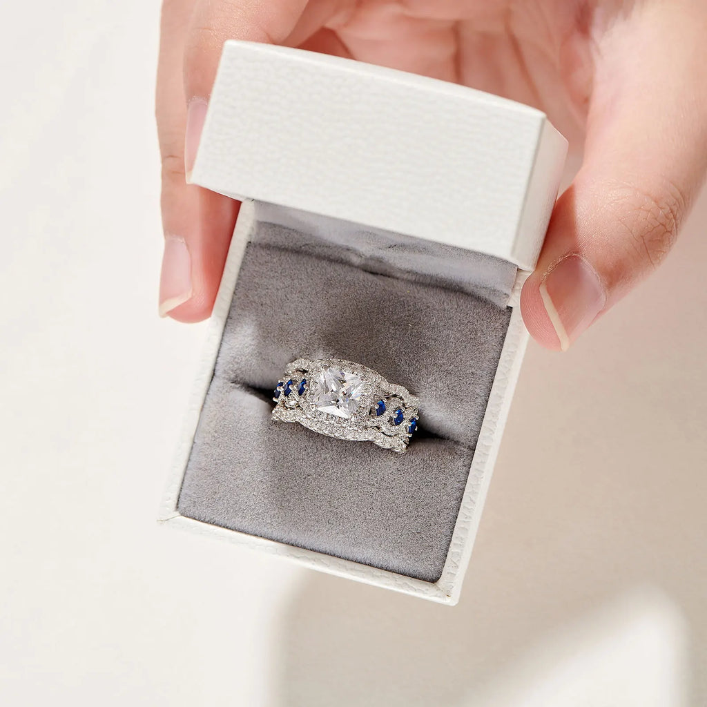 3-Piece Moissanite Bridal Ring Set – 925 Sterling Silver