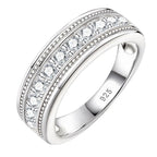 Men's 925 Sterling Silver Wedding Ring – AAA CZ Half Eternity