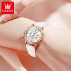OLEVS 9933 Women's Quartz Watch – Luxury Leather Strap & Chronograph