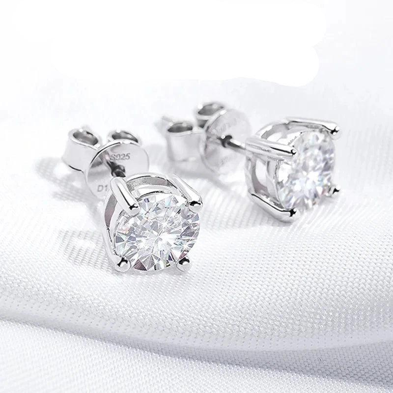 1.0CT Moissanite Stud Earrings – 925 Sterling Silver, D Color