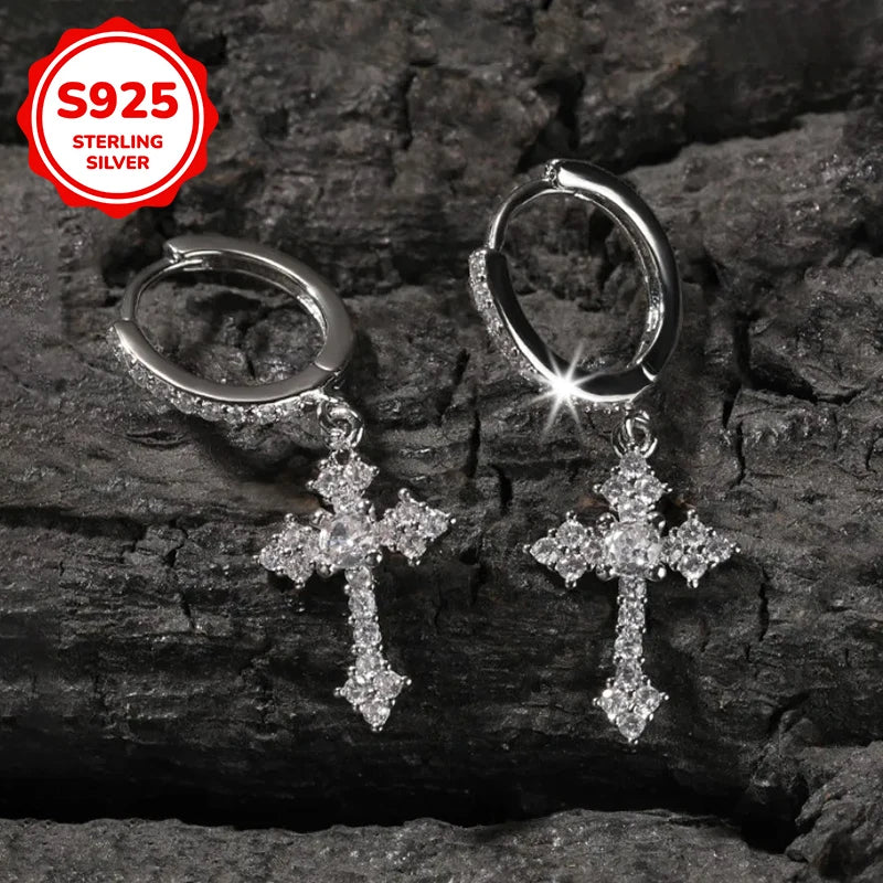 925 Sterling Silver Cross Earrings