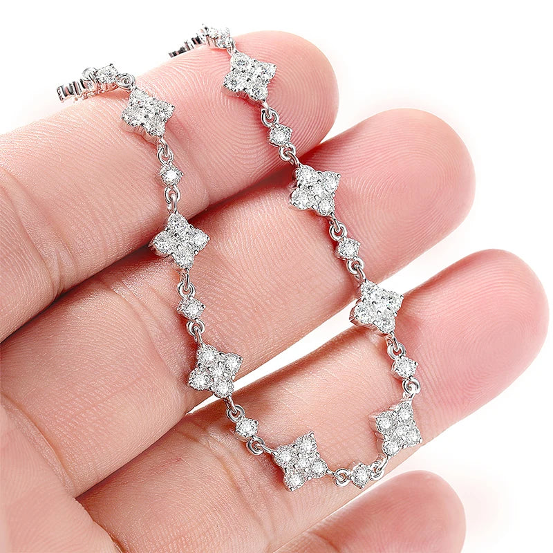 Moissanite Chain Bracelet – S925 Sterling Silver, Luxury Sparkle