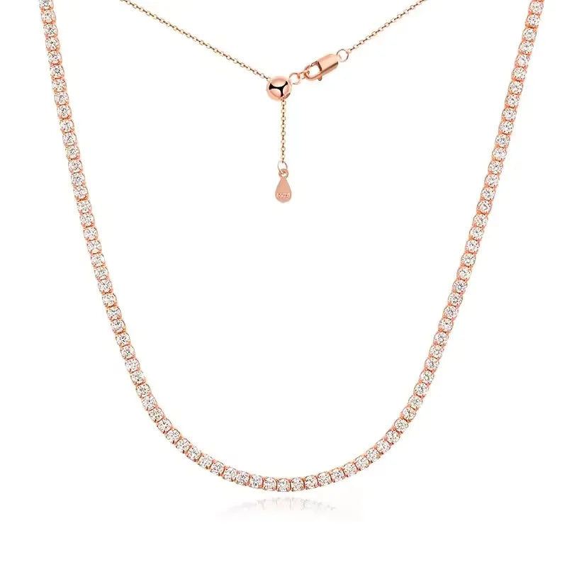 Heart Moissanite Tennis Necklace – 925 Sterling Silver