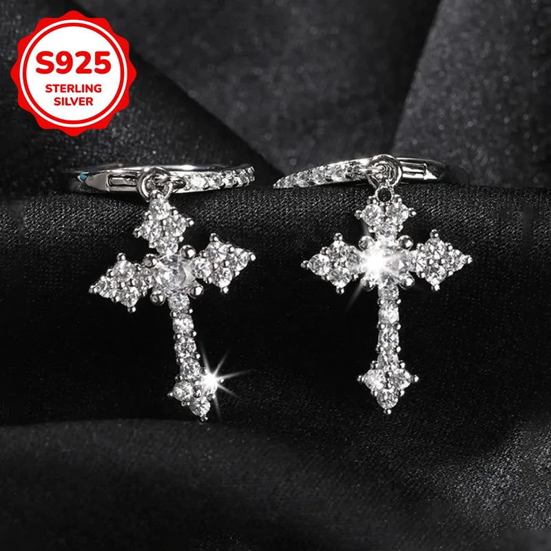 925 Sterling Silver Cross Earrings