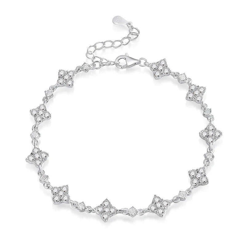 Moissanite Chain Bracelet – S925 Sterling Silver, Luxury Sparkle
