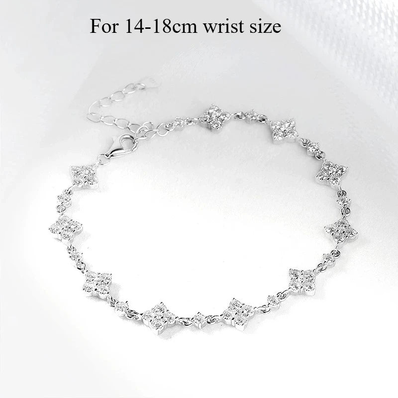 Moissanite Chain Bracelet – S925 Sterling Silver, Luxury Sparkle