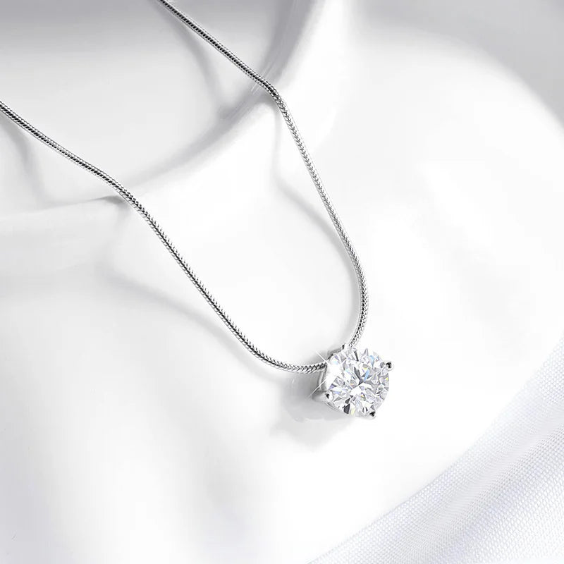 D VVS1 Moissanite Pendant Necklace – 925 Sterling Silver