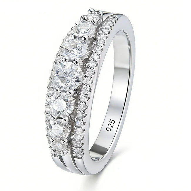 Moissanite Eternity Wedding Ring – 925 Sterling Silver Hover Image