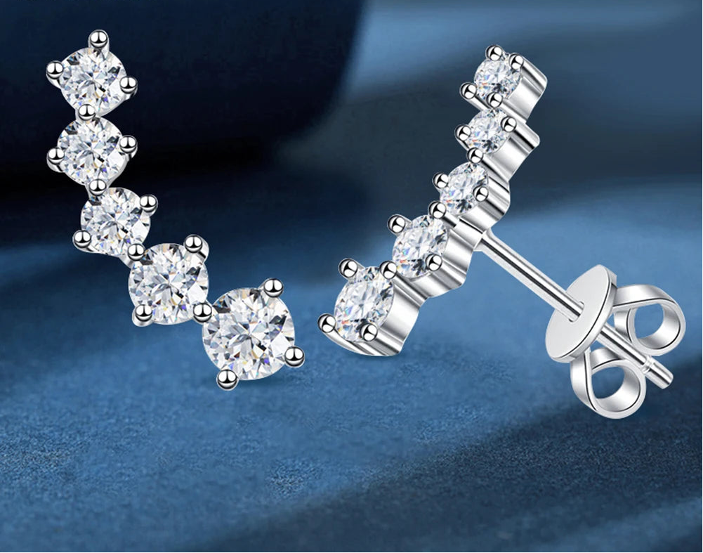 D Color Moissanite Stud Earrings – 925 Sterling Silver, GRA Certified