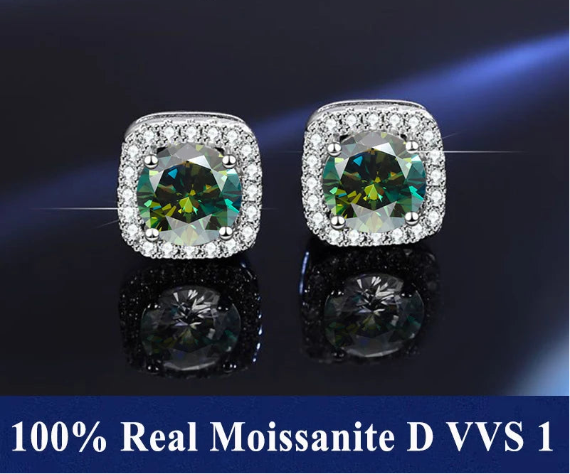 S925 Sterling Silver Moissanite Stud Earrings – Unisex Fine Jewelry