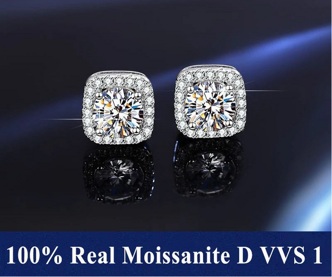 S925 Sterling Silver Moissanite Stud Earrings – Unisex Fine Jewelry Main Image