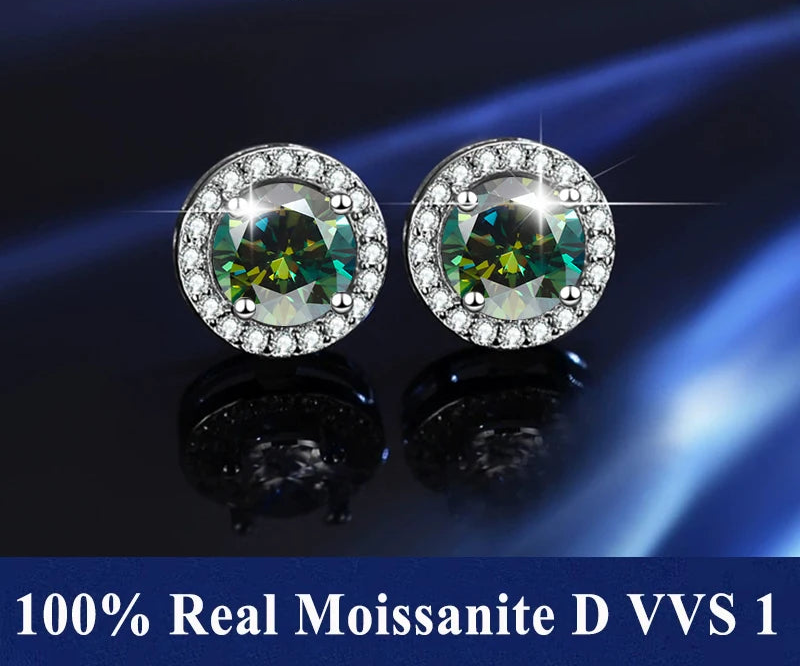 S925 Sterling Silver Moissanite Stud Earrings – Unisex Fine Jewelry