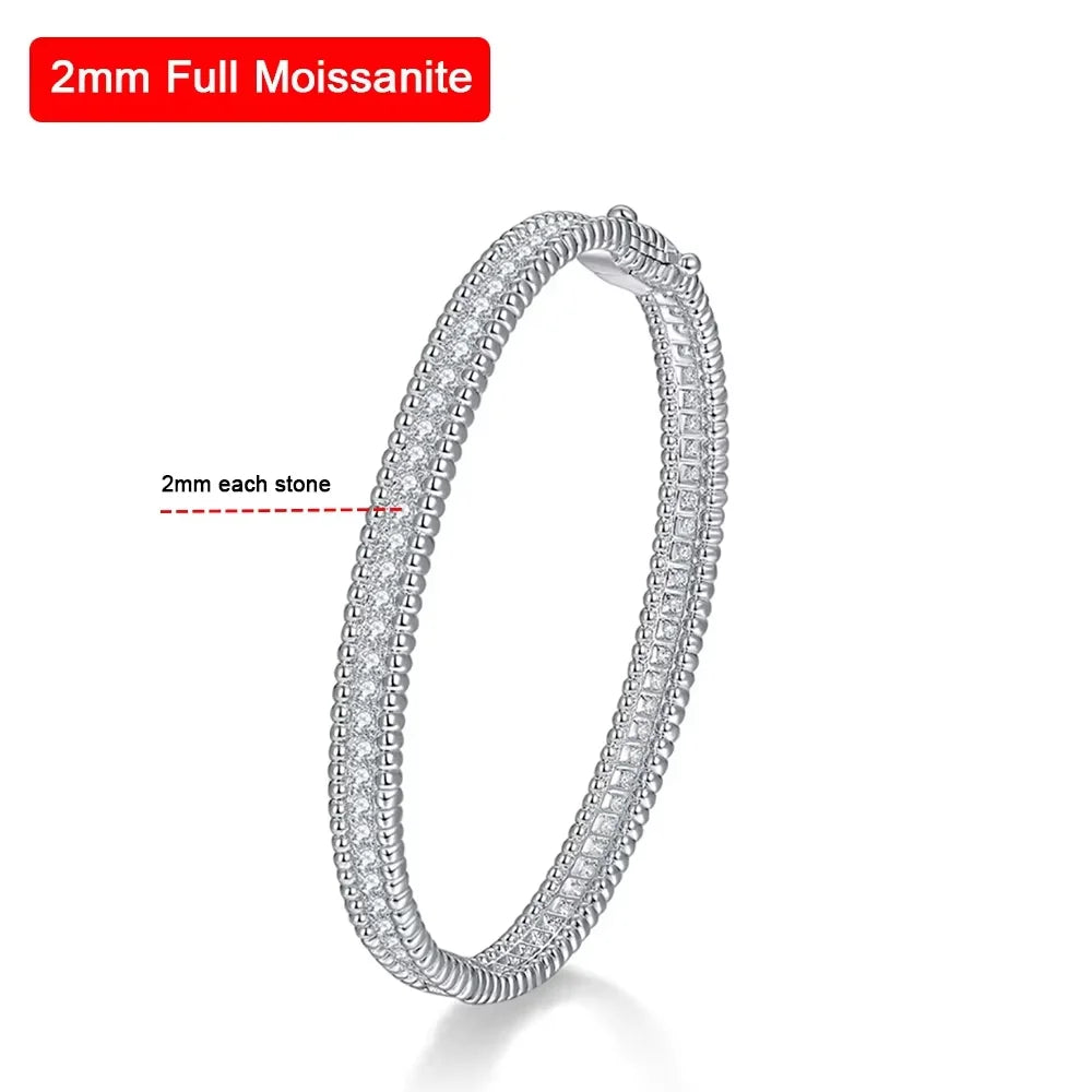 2MM D Moissanite Hoop Bangle – S925 Sterling Silver