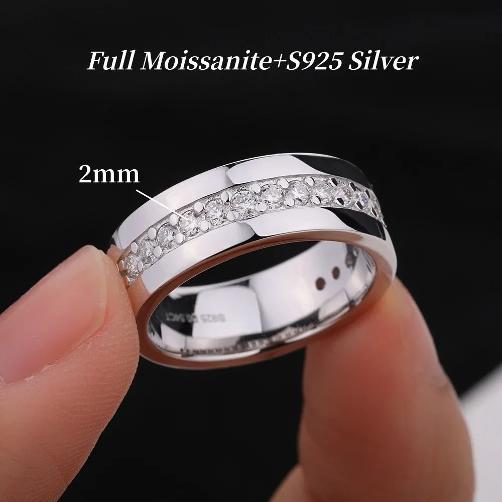 2MM Moissanite Band Ring – 925 Sterling Silver, 18K Plated