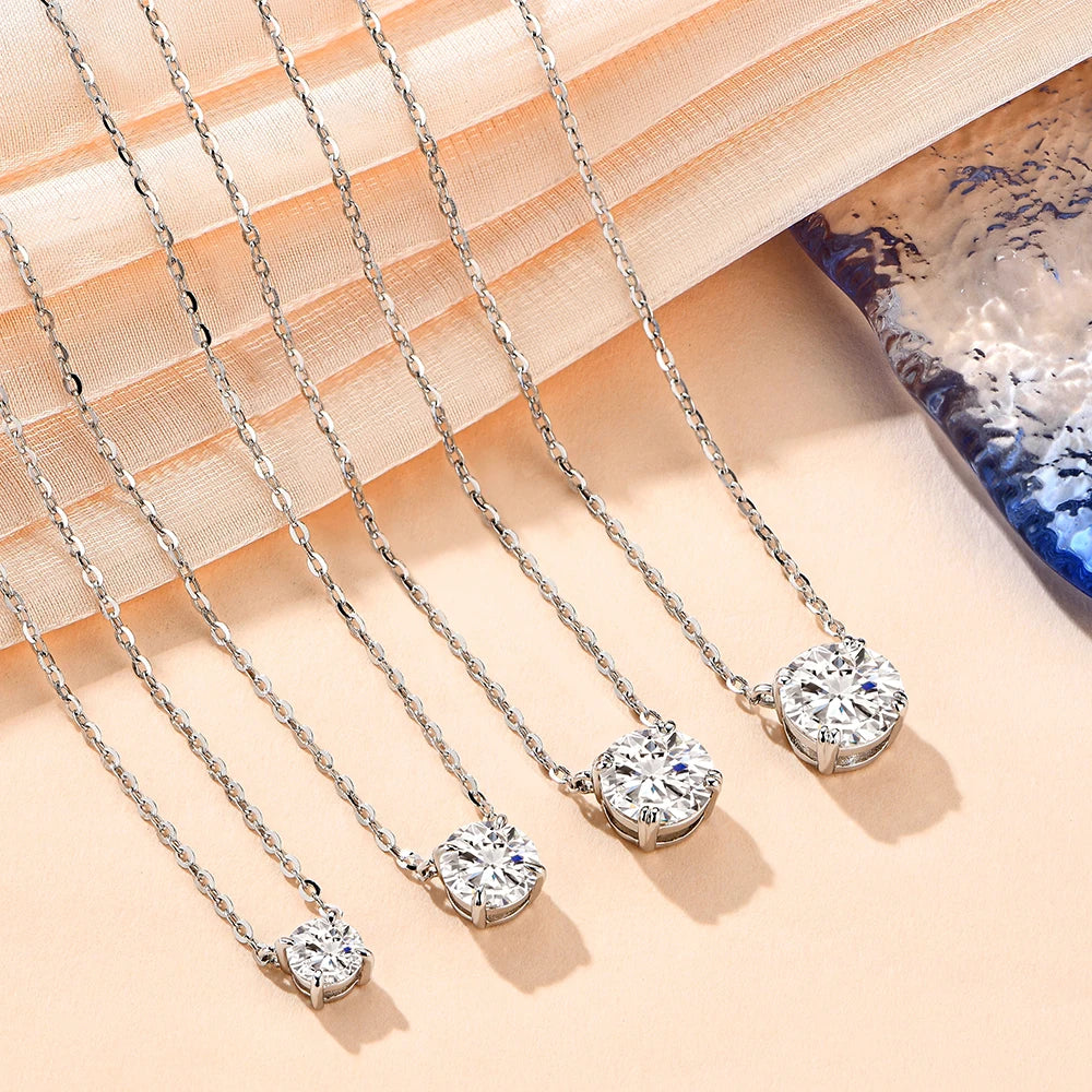 1CT Moissanite Pendant Necklace – 925 Sterling Silver