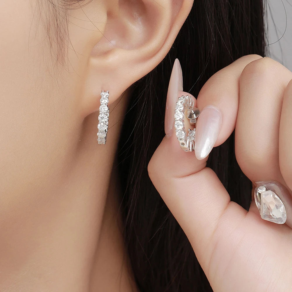 D VVS1 Moissanite Hoop Earrings – 925 Sterling Silver, GRA Certified