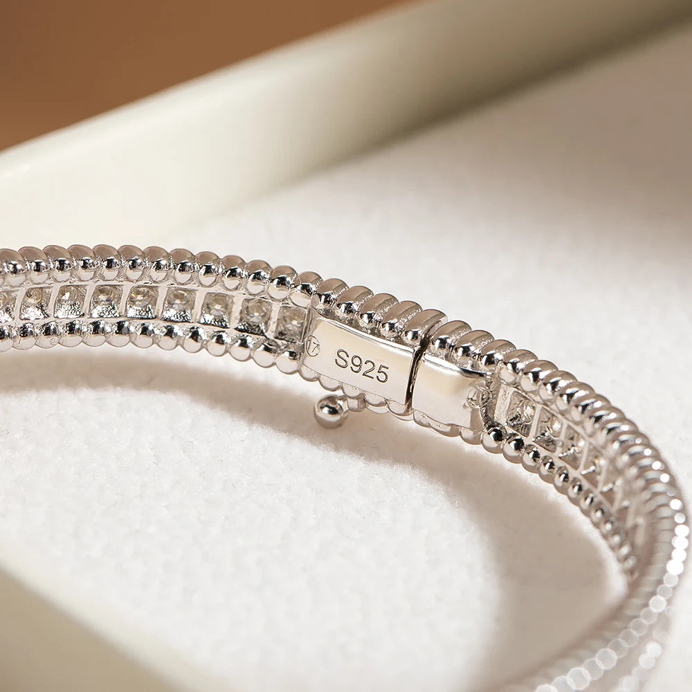2MM D Moissanite Hoop Bangle – S925 Sterling Silver