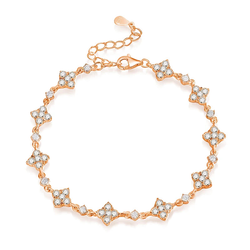 Moissanite Chain Bracelet – S925 Sterling Silver, Luxury Sparkle