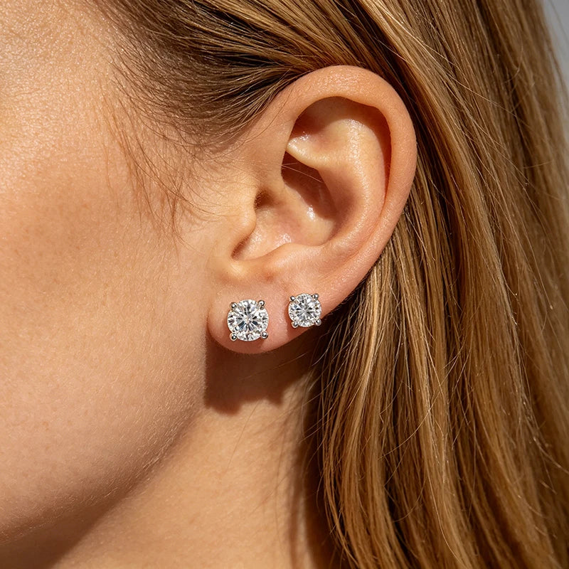 1.0CT Moissanite Stud Earrings – 925 Sterling Silver, D Color