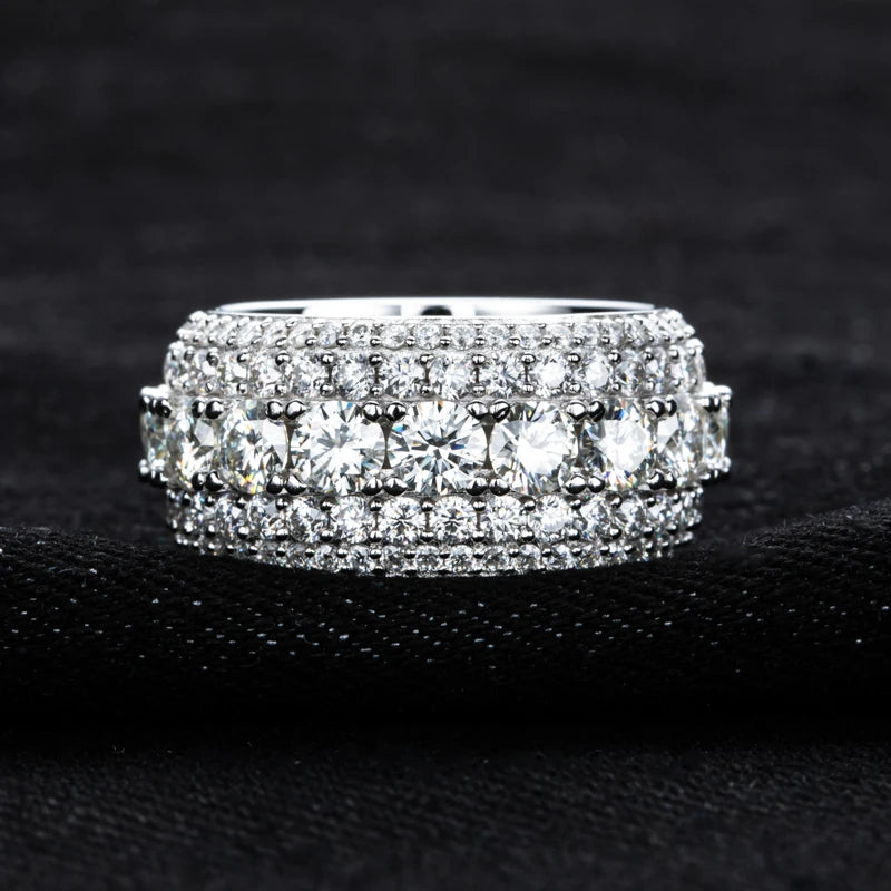 8.46CTTW Moissanite Iced-Out Ring – 925 Sterling Silver
