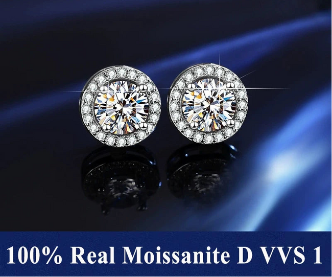 S925 Sterling Silver Moissanite Stud Earrings – Unisex Fine Jewelry Hover Image