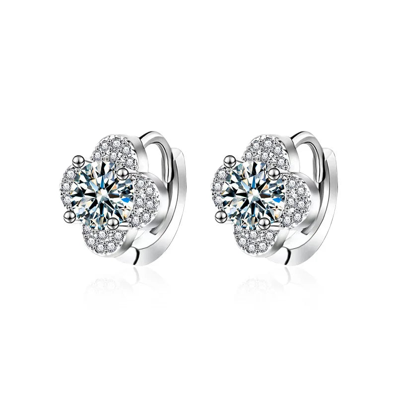 1CT D-Color Moissanite Clover Earrings – S925 Sterling Silver