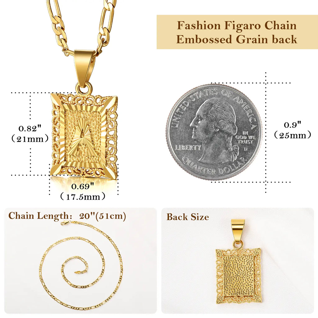 14K Gold Plated Square Letter Capital Necklace