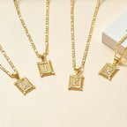 14K Gold Plated Square Letter Capital Necklace